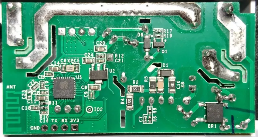 Sonoff BASIC R2 v1.4 PCB rear alt text